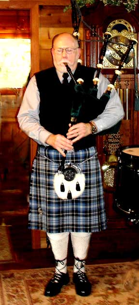 Bill Shelton playing the Great Highland Bagpipes